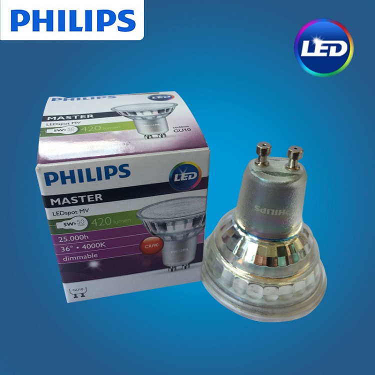 Ampoule LED dimmable PHILIPS Master GU10 36° 4,9W(=50W) 380lm 4000K LEDspot  - 707890